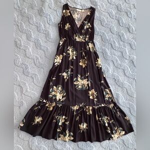 Cynthia Rowley Floral Dark Blue with Pockets Sleeveless Maxi Dress Size 2